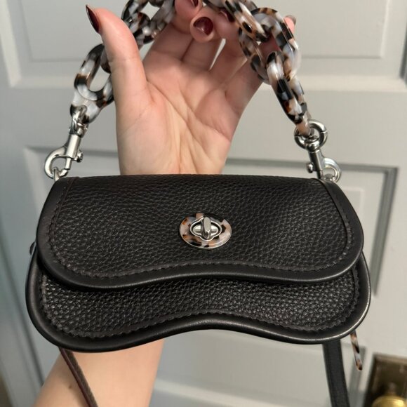 Mini Black Coachtopia Wavy Dinky Bag With Crossbody Strap - Picture 8 of 9